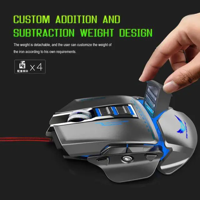 Alt view image 4 of 5 - wired mouse gaming colorful LED light mouse can be freely disassembled and adjustable 3200DPI gaming mouse for PC gamer