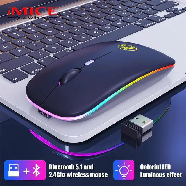 Main image of i RGB Rechargeable Bluetooth Mouse Wireless Silent USB Ergonomic Light Mouse Gaming Optical PC  for Laptop LED Backlit