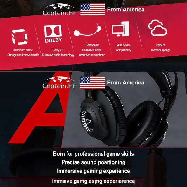 Alt view image 2 of 5 - Captain Hyper X Cloud Revolver S Pro Gaming Headset, for PC, Laptop and Video Game Console