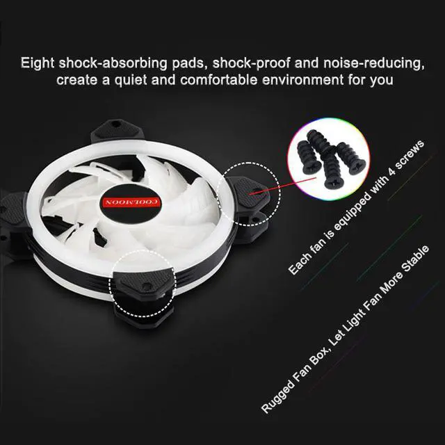 Alt view image 4 of 5 - PC Case Fan 120mm RGB Adjust LED 12V Fan Cooler Quiet Remote Heatsink  Cooler Cooling Case Fans With Controller