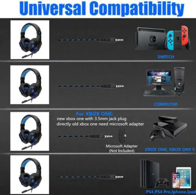 Alt view image 3 of 5 - 2 Types Over Ear Gaming Headset Earphone Wired Gamer Headphones Bass Stereo Sound Headsets For Computer PC Gamer PC PS4 Xbox ONE