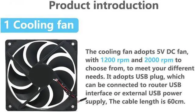 Alt view image 4 of 5 - fan DIY PC Cooler TV Box Wireless Cooling Silent Quiet DC 5V USB power 120mm fan 120x25mm 12CM W/Screws Protective net