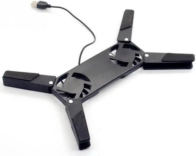 Alt view image 5 of 5 - Desk Support Dual Cooling Fan Notebook Computer Stand Foldable USB Rack Holder Black  Accessories  Cooler