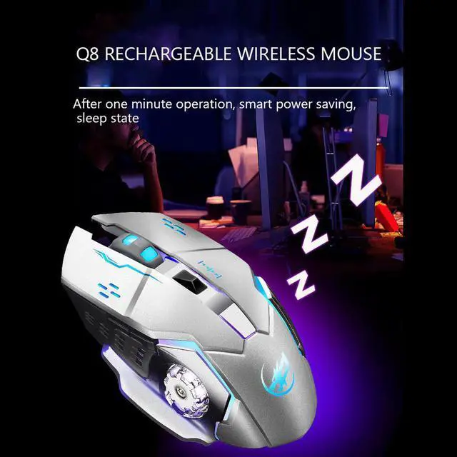 Alt view image 2 of 5 - Q8 Charging Wireless Gaming Mouse with 6 Buttons  USB Receiver Backlight Gaming Mouse Gamer Laptop Computer Mouse