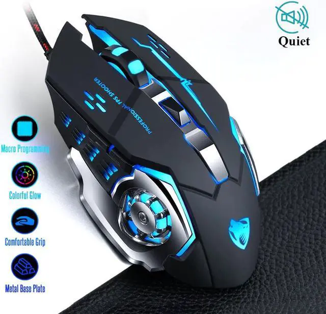 Alt view image 4 of 5 - Gaming Headphone Stereo Over-Ear Game Headset Headband Earphone with Mic LED Light for PC Gamer+6 Button Pro Gaming Mouse