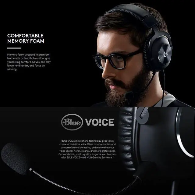 Alt view image 2 of 5 - G Pro X Gaming Headset USB Wired Blue VOICE 7.1 Channel Surround Sound Professional gaming headphone with Microphone