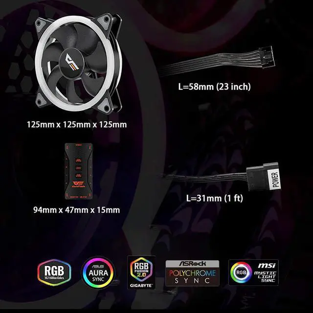 Alt view image 4 of 5 - DR12 Pro PC Case RGB Fan 120mm AURA SYNC 5V/3pin Quiet CPU Cooler Fan PC Case Fan RGB Controller 6 Pin CPU Radiator