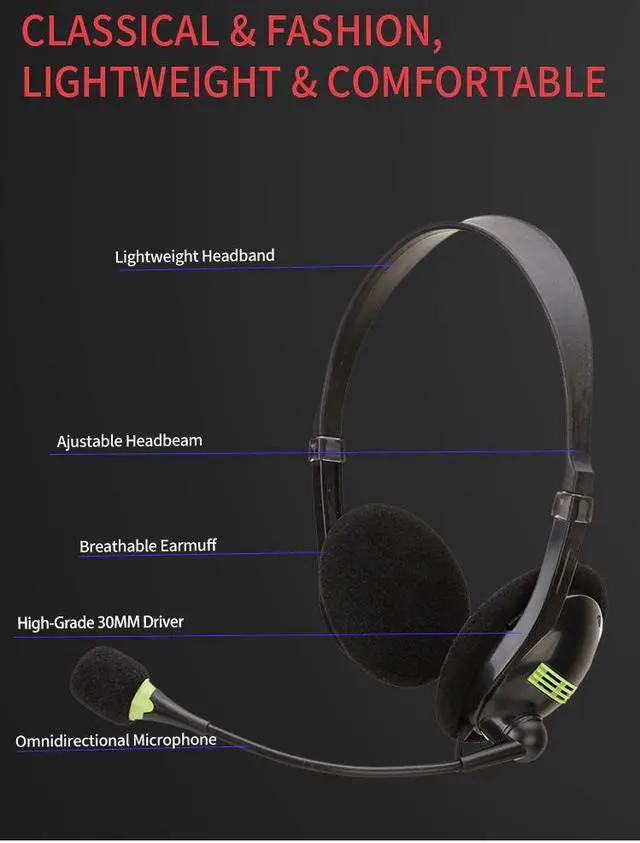 Alt view image 3 of 5 - Headphones Headset Over-Head Noise Canceling Headphones With Crystal Clear Microphone For  Headphones Dropshipping