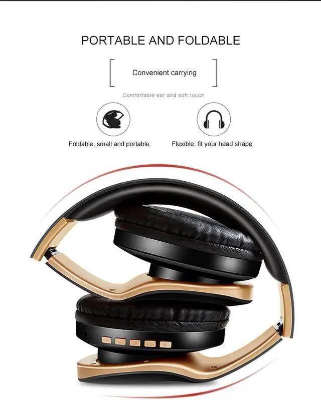 Alt view image 3 of 5 - Wireless Headset Bluetooth headpone 5.0 Foldablel Deep Bass Stereo Noise Reduction Gaming Earphone For Mobile PC Xbox