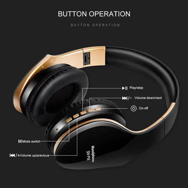 Alt view image 4 of 5 - Wireless Headset Bluetooth headpone 5.0 Foldablel Deep Bass Stereo Noise Reduction Gaming Earphone For Mobile PC Xbox