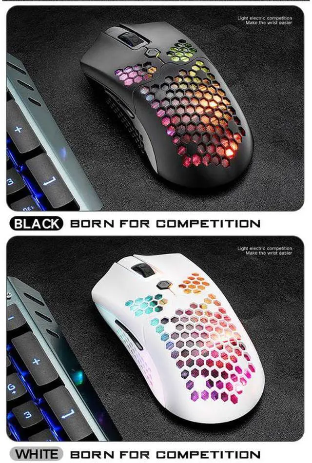 Alt view image 5 of 5 - 12000DPI Dual Mode Gaming Mouse 7 Keys Hollow Out Design Wireless Mouse with RGB Light Effect for Laptop PC Computer