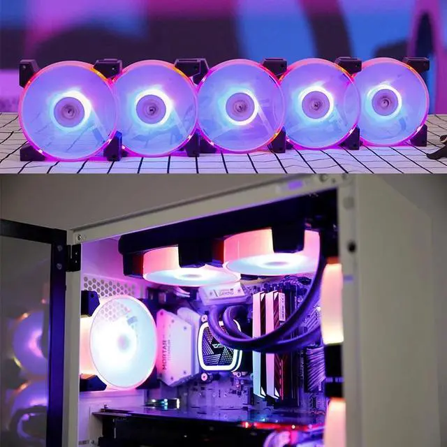 Alt view image 3 of 5 - C7 PC Computer Case Fan RGB Fan 120mm Fan Cooler Cooling Quiet Remote Aura Sync Radiator Adjust CPU Computer Fans