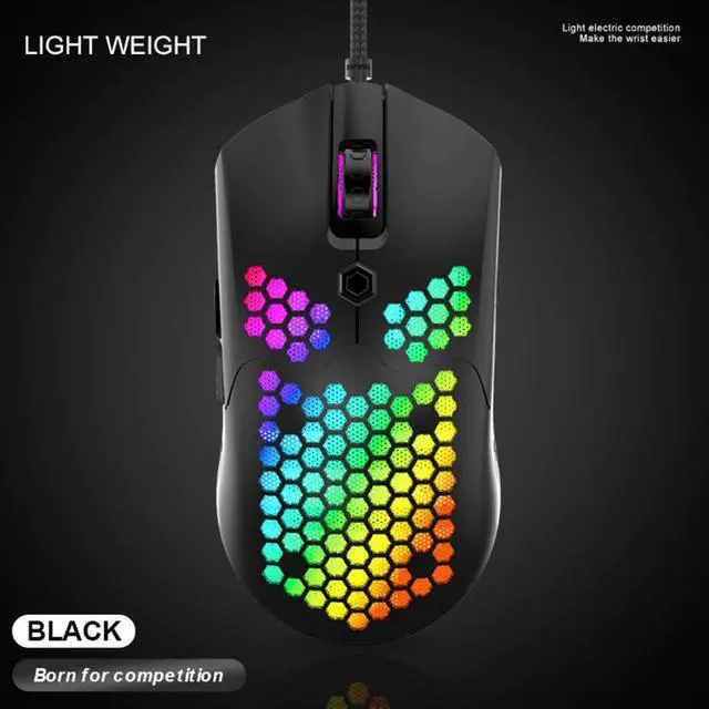 Alt view image 5 of 5 - Hollow-out Honeycomb Shell Gaming Mouse  RGB Backlit Light Wired Mice with 7 Buttons for Game Lovers