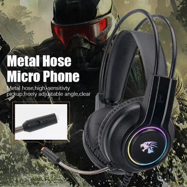 Alt view image 3 of 5 - Gaming Earphones with Mic 3.5mm Wired Headset Stereo Sound Game Headphone for PC Gamer Computer Laptop PS4 LED RGB Light
