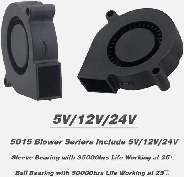 Alt view image 2 of 5 - 5PCS 50mm x 15mm Blower Cooler Fan 5015 50mm DC 24V 12V 5V Ball/Sleeve Brushless Cooling Turbine Blower Fan for 3D Printer