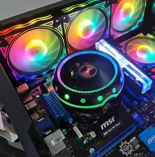 Alt view image 3 of 5 - CPU Fan Radiator Desktop Computer CPU Radiator Color Light-emitting Mute Universal Cooler Fan For Notebook Laptop