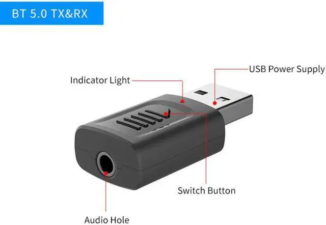 Alt view image 3 of 5 - Low Latency LONG RANGE LL USB Bluetooth 5.0 Transmitter For TV Wireless USB /3.5mm AUX/2 RCA Audio Adapter For PS4 PC