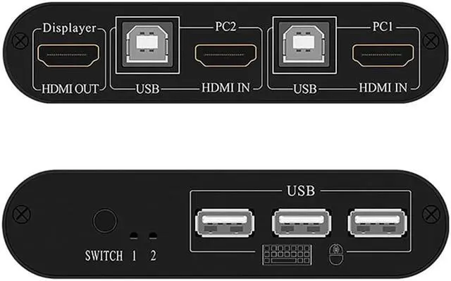 Alt view image 4 of 5 - Meeting Aluminum Alloy Home Office 2 In 1 Out Plug And Play Professional  KVM Switch Fast Speed Dual USB For Printer