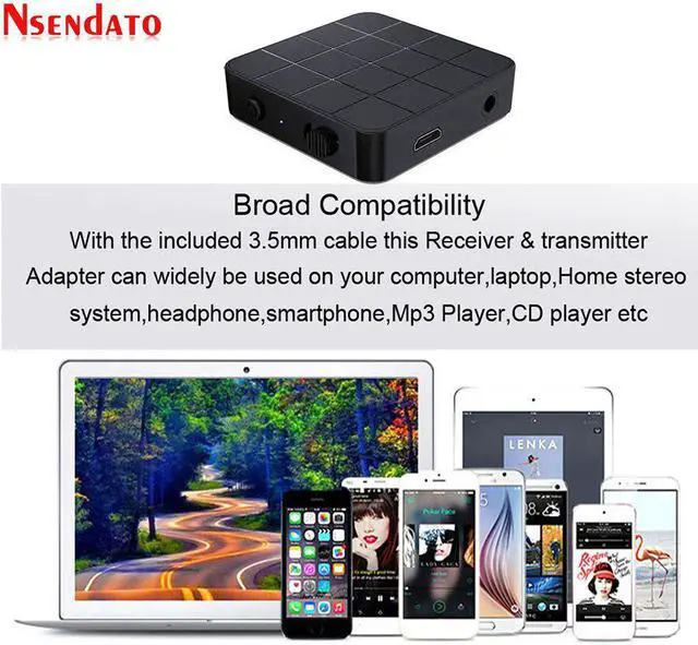 Alt view image 4 of 5 - 10M/33ft Wireless Bluetooth 5.0 Audio Receiver Transmitter 2 in 1 3.5mm Aux Stereo Bluetooth Resiver Adapter for TV PC Computer
