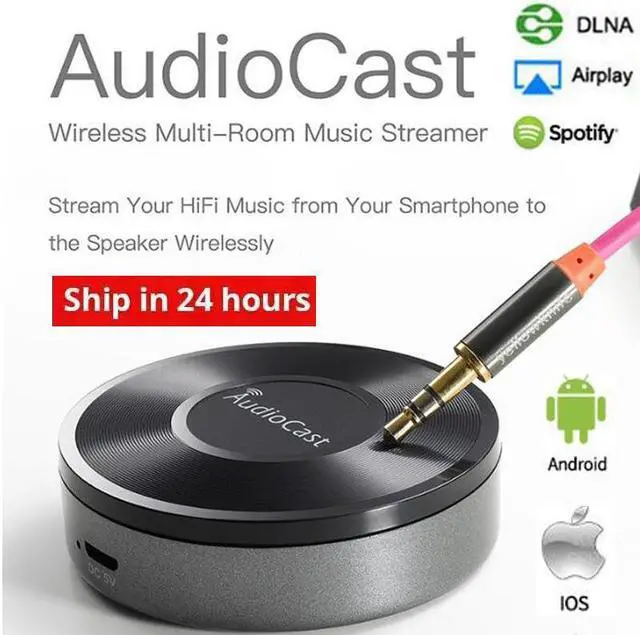 Main image of M5 Wireless Music Streamer WIFI Music Receiver Audio to Speaker System Multi Room Stream Spotify DLNA Airplay Adapter