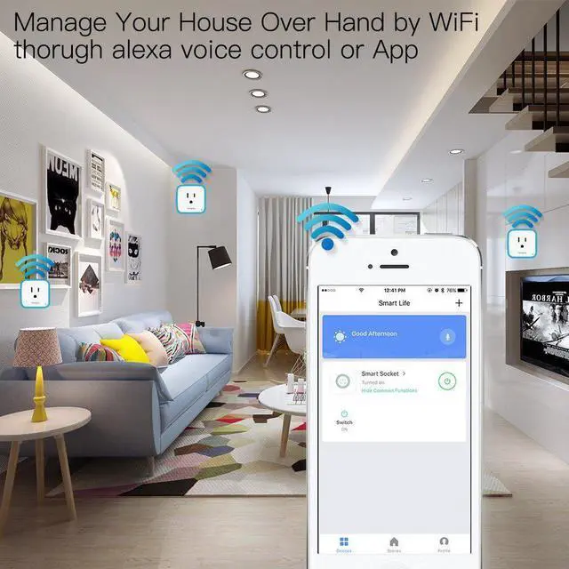 Alt view image 4 of 5 - Smart US Plug Wlan Electrical Power Socket Adapter Outltes Wireless App Remote Control by Smartlife Tuya Alexa Google Home