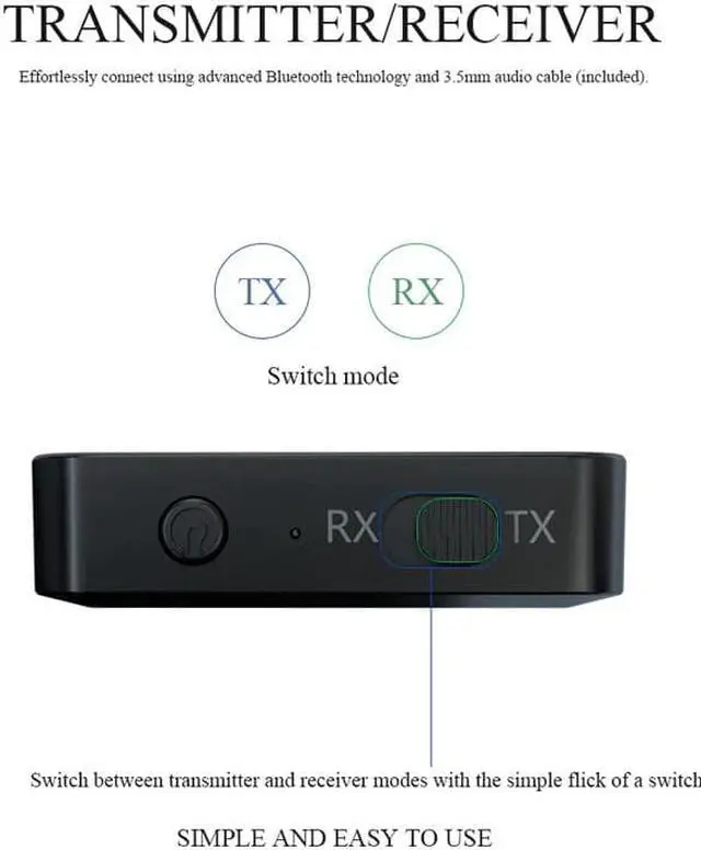 Alt view image 5 of 5 - V5.0 Bluetooth 5.0 Audio Transmitter Receiver 2 IN 1 RCA 3.5MM 3.5 AUX Jack USB Music Stereo Wireless Adapters For Car TV MP3 PC