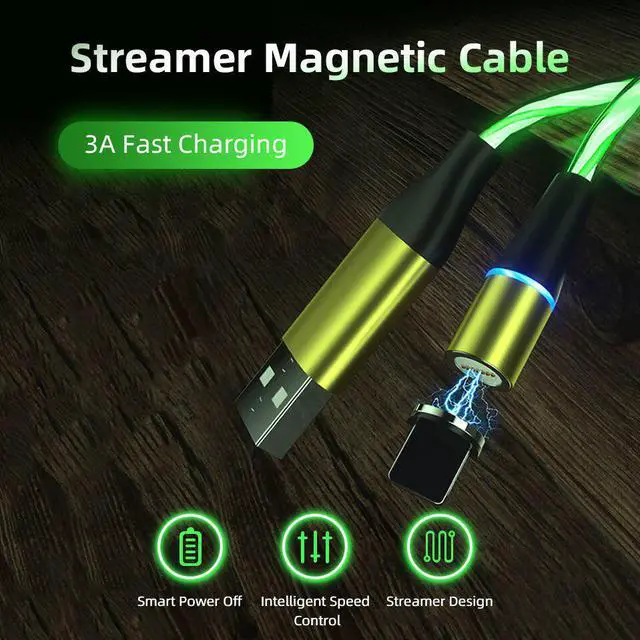 Alt view image 2 of 5 - LED Cable Magnetic USB Type C Fast Charging for  Mi 10 Ultra  S20 S10 Plus Note 20 Micro USB Tipo C Cable