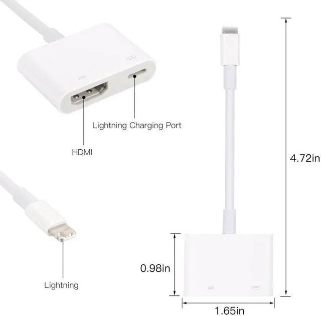 Alt view image 2 of 5 - For Lightning to Digital AV HDMI 4K USB Cable For iPhone to HDMI Adapter Connector 1080P HD Adapters For iPhone XS X iPad Air 3
