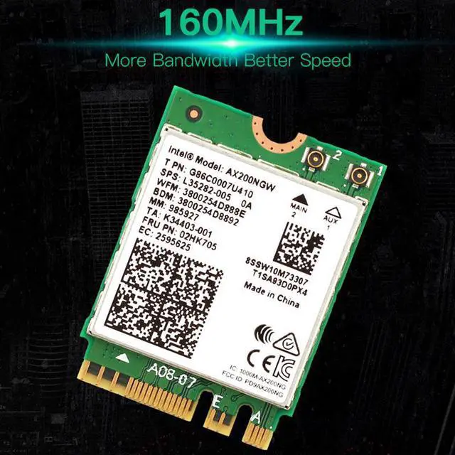Alt view image 5 of 5 - WiFi 6 Dual Band 3000Mbps Wireless Card For Intel AX200 M.2 Bluetooth 5.0 2.4G/5Ghz 802.11ac/ax AX200NGW Wi-fi Adapter Antenna