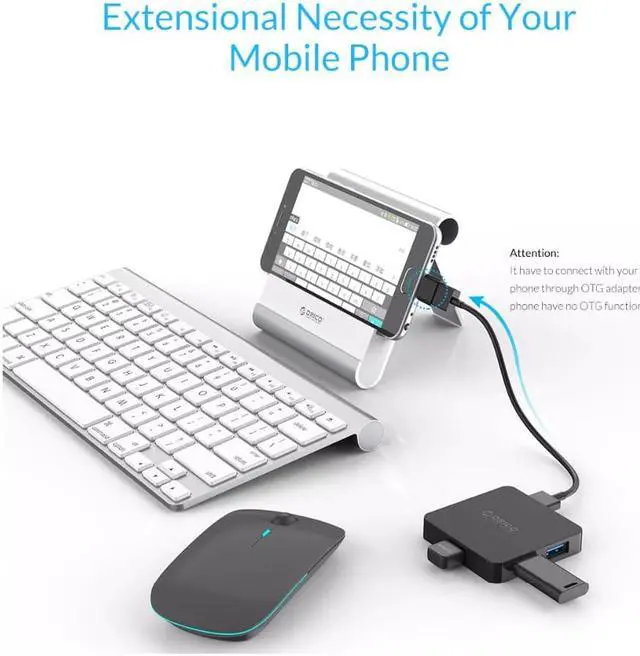 Alt view image 5 of 5 - Super Speed 4 Port USB HUB 3.0 Portable OTG HUB USB Splitter with Micro B Power Port for  Macbook Laptop PC Tablet