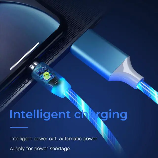 Alt view image 4 of 5 - Flowing Magnetic Charger Cable Light Up Shining Cord for  Galaxy S20 Note 20  Mi 10  Mate 40 30 Pro Phone