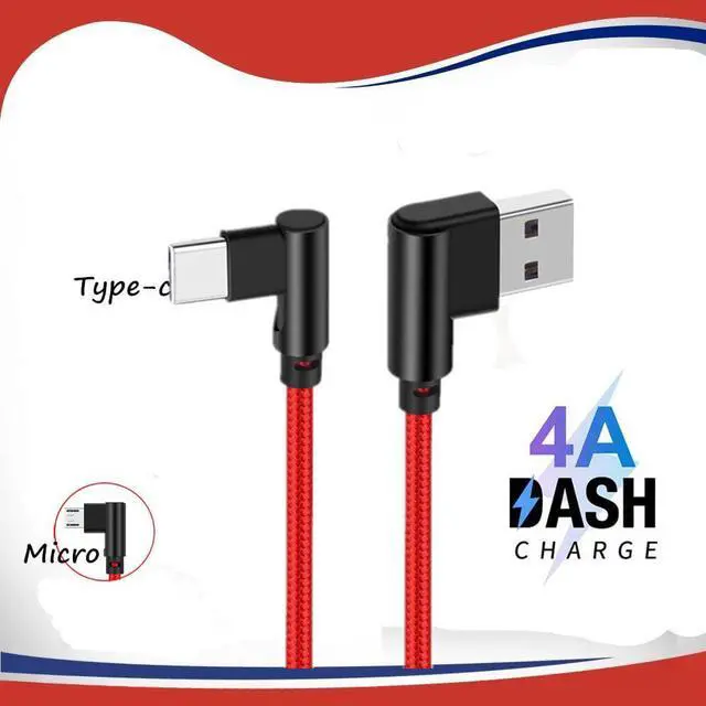 Main image of 90° Shape 4A Fast charging cable Micro USB Type C 1.5M For Android Phones