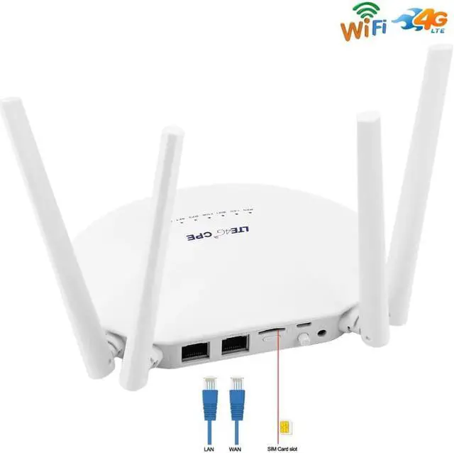 Alt view image 2 of 5 - 4G LTE Wifi Router 300Mbps 4G Plus Wifi CPE Unlock Mobile Hotspots FDD/TDD Global Broadband Sim with 4 External Antenna