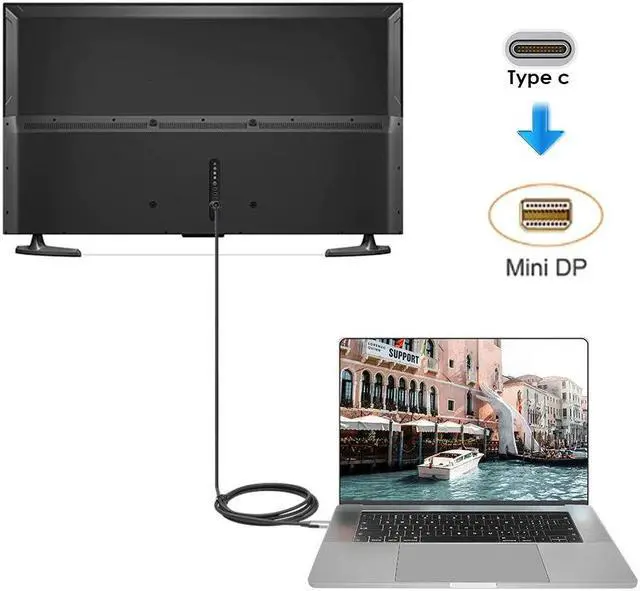 Alt view image 5 of 5 - 5.9ft USBC to Mini displayport Cable USB Type C Thunderbolt 3 to mini DP Cord 4k for Thunderbolt 3 For Macbook Pro  LG