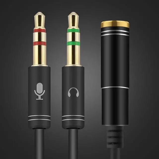 Alt view image 2 of 5 - 3.5mm Jack Microphone Headset Audio Splitter Cable For phone 2 Cables to Computer Aux Headphone Male Female Mic Extension S6P0
