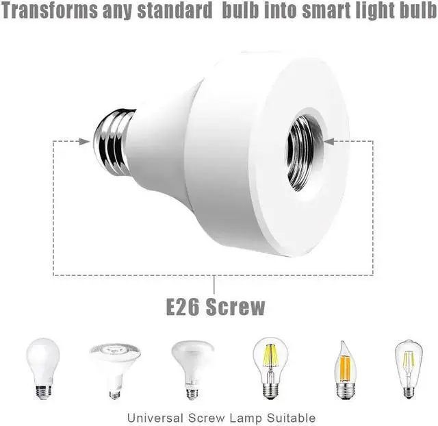 Alt view image 5 of 5 - Wifi Bulb Socket E26 Wi-Fi Led Light Bulbs Timer Holder Wireless Lamp Adapter  Works with Alexa and Google Home