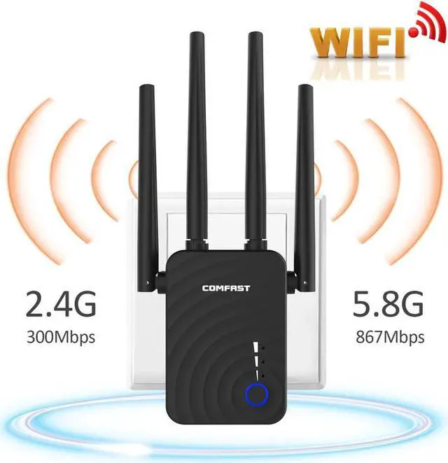 Alt view image 2 of 5 - Long Range Extender 802.11ac Wireless WiFi Repeater Wi Fi Booster 2.4G/5Ghz Wi-Fi Amplifier 300/1200 M Wifi router Access point