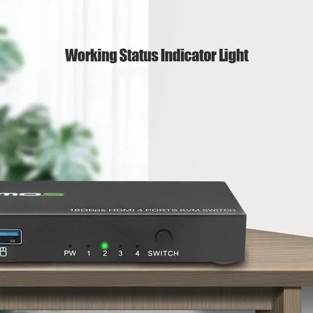 Alt view image 4 of 5 - KVM Switch Durable Practical Multi-functional Classic 4 Port 4K USB 2.0 Splitter Box Adaptive EDID/HDCP Decryption