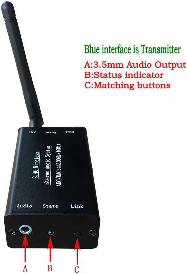 Alt view image 2 of 5 - 5V 2.4G ISM HIFI Wireless Stereo Audio Transmitter Receiver 16Bit 44KSPS 5Mbps Transmission emitter Launcher Adapter