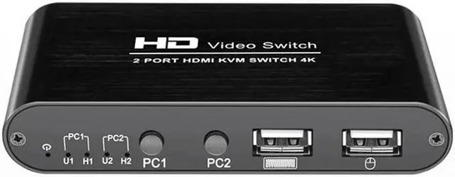Alt view image 2 of 5 - KVM Switch 2 Port 4K Support Wireless Mouse Keyboard Converter For Dual PC Host JHP-Best