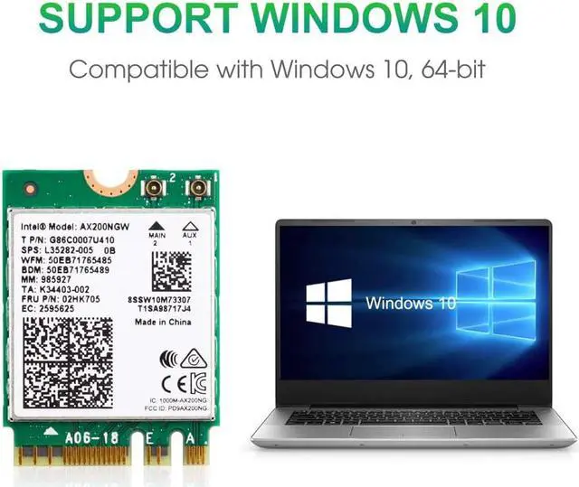 Alt view image 4 of 5 - 2974Mbps WiFi 6  AX200 PCIE Network Card 2.4G/5Ghz 802.11ac/ax Dual Band Bluetooth 5.1 AX200NGW PCI-E Wifi Adapter