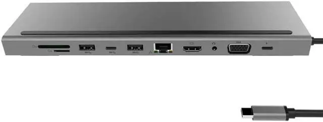 Alt view image 3 of 5 - 11 in 1 Type-C HUB Adapter Type-C to USB-C USB3.0  VGA TF 3.5mm Audio PD Converter Extension Docking Adapter for PC