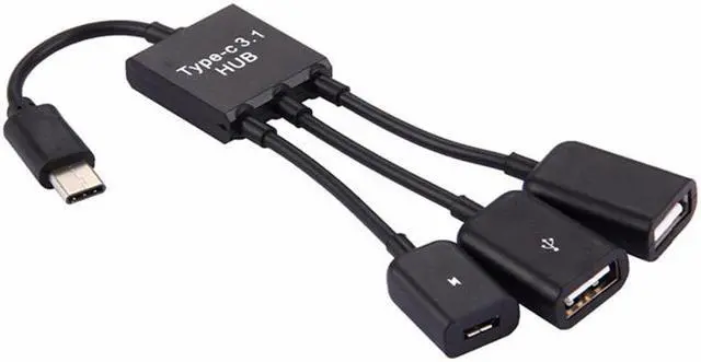 Alt view image 3 of 5 - 3 In1 Type-C Male To Female Micro OTG USB Port Game Mouse Keyboard Adapter  Cable For Android Phone Tablet PC USB Flash Disk