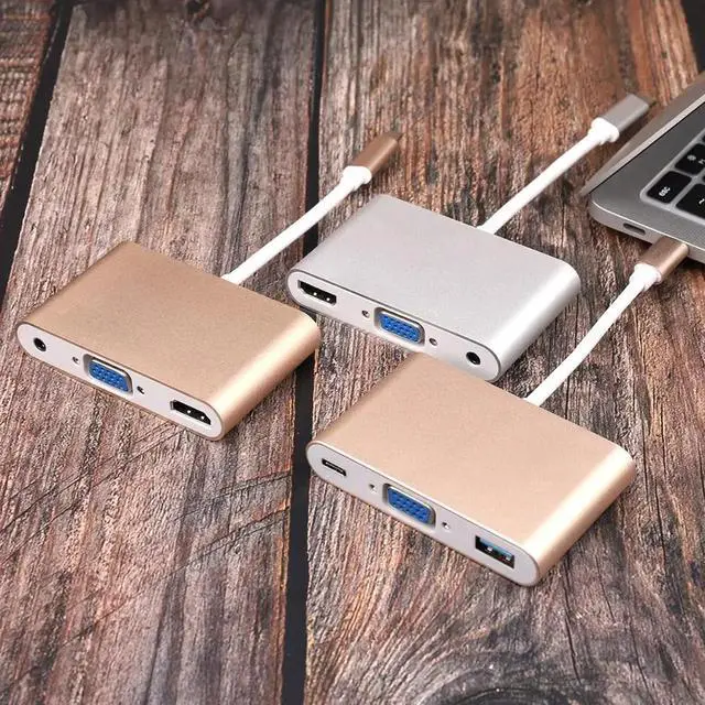 Alt view image 3 of 5 - Hub To 3 USB 3.0 Hub  HDMI /VGA/RJ45 Adapter Thunderbolt 3 USB-C  TF  PD Slot Hub for Macbook Pro Air 13 15 16 2019