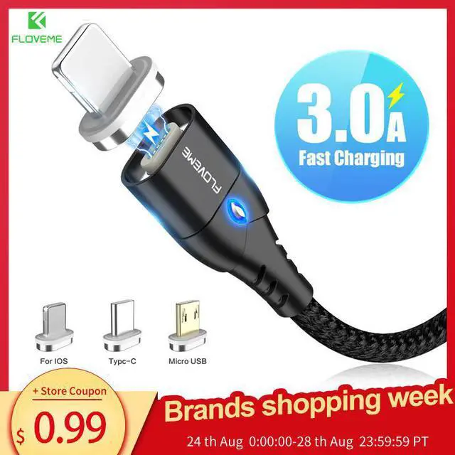 Main image of Magnetic USB Cable For iPhone Micro USB Type C Charger For    3A Fast Charging Magnet  Cable