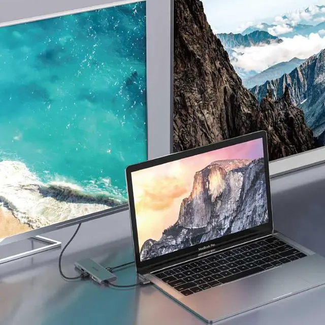 Alt view image 2 of 5 - USB Hub 3.0 to  Adapter for MacBook Pro Air Multi-function Dual Type C Hub for  Android Mole Phone USB C Hub