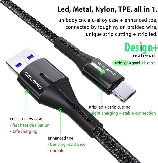 Alt view image 5 of 5 - 2m/1m/0.5m 3A Micro USB Type C Cable Fast Charging for  Galaxy S20 S10 Note10 Plus  Mi 10 9 Pro LED Tipo C USB Cabo
