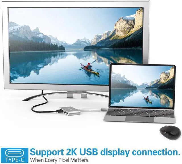 Alt view image 4 of 5 - USB-C Hub with Type C, USB 3.0, USB 2.0 for 2020-2016 MacBook Pro 13/15/16,  Mac Multiport Charging & Connecting Adapter