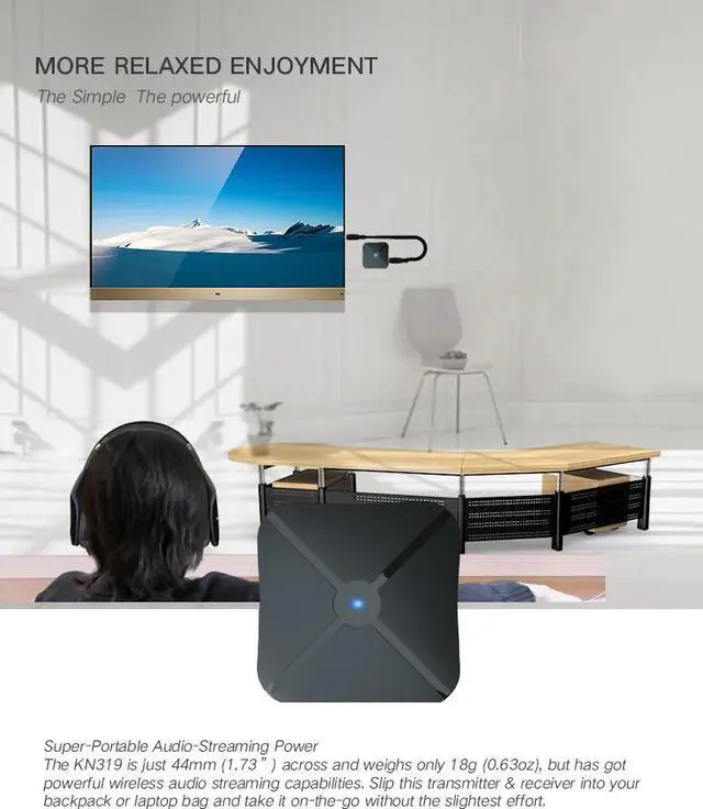Alt view image 4 of 5 - 2 IN 1 Bluetooth 4.2 Receiver and Transmitter Audio with 3.5MM AUX Audio Bluetooth Wireless Adapter for Home TV MP3 PC