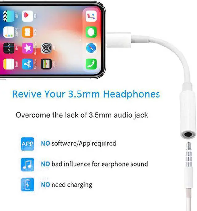 Alt view image 2 of 5 - For Lighting to 3.5mm Headphone Adapter Audio Aux Cable For iPhone XS IOS 13 For Lighting Splitter Aux For iPhone 7 8  1